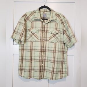 U.S. Expedition Vintage Shirt Pearl Snap Down Short Plaid Cotton XL Gre…